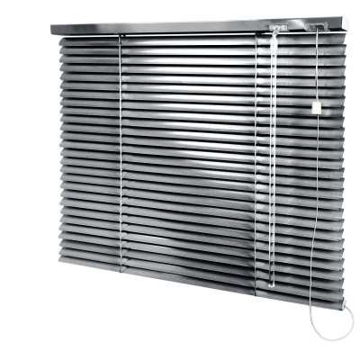 Persiana Horizontal Alumínio Prata Coleção 25mm Blackout Cor Inox 1553 