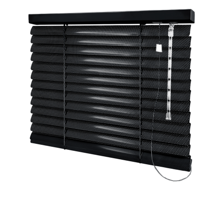 Persiana Horizontal Alumínio Preta Coleção 50mm Perfurada Cor 233