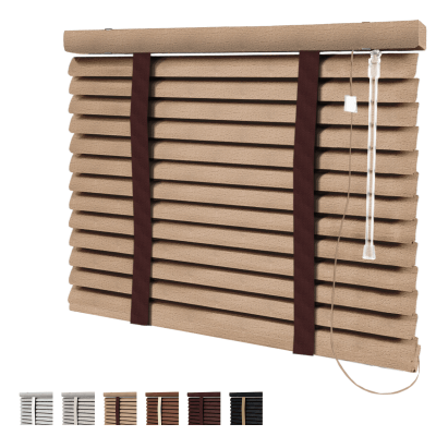 Persiana Horizontal Pvc Couro com Fita Decorativa