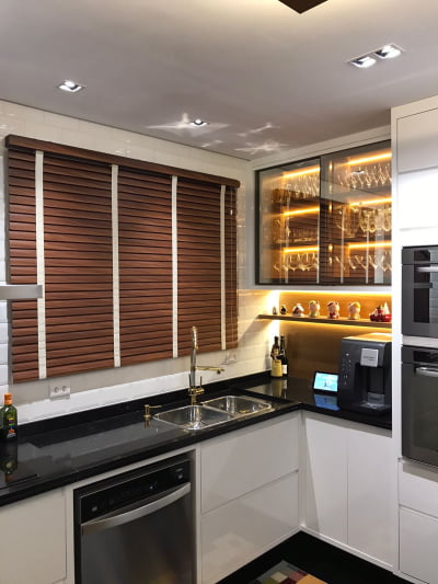 Persiana Horizontal Pvc Madeira com Fita Decorativa